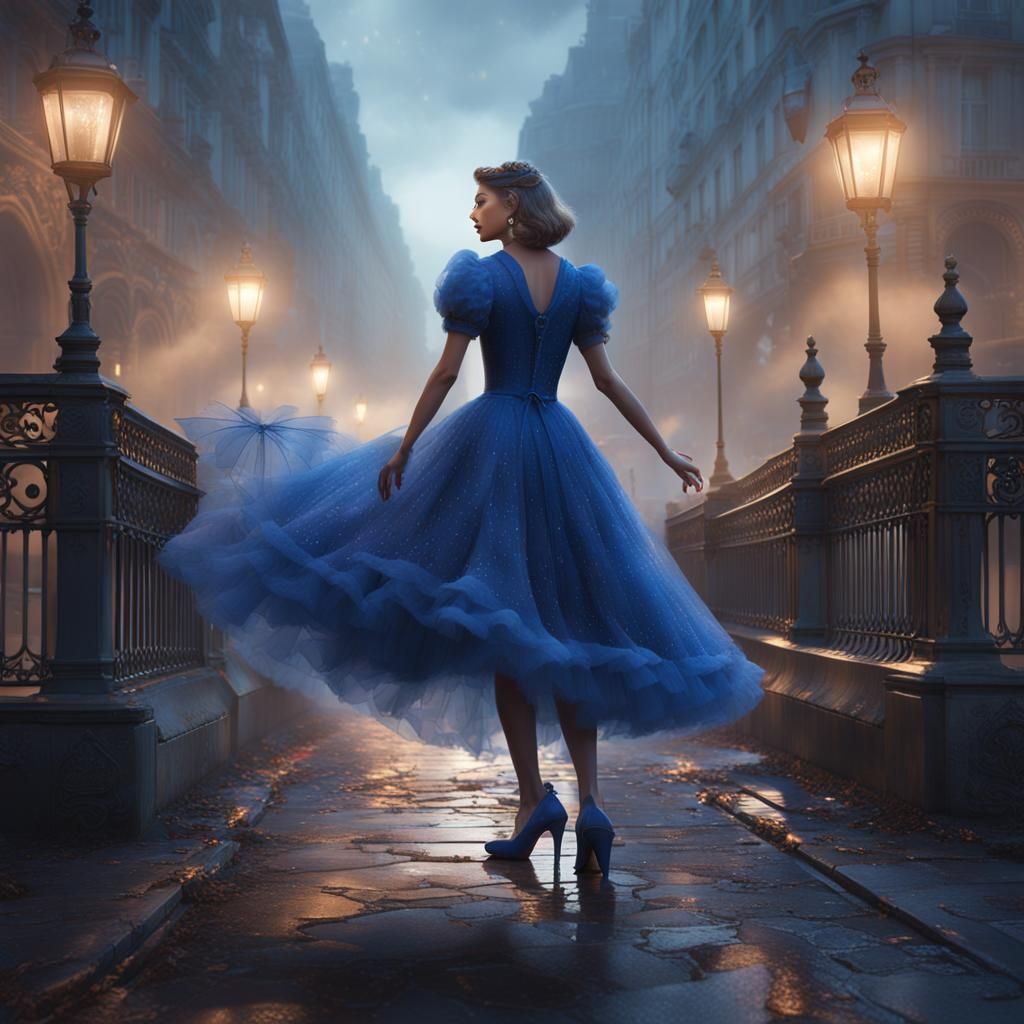 Stargirl in Paris Fog: Detailed Fantasy Concept Art