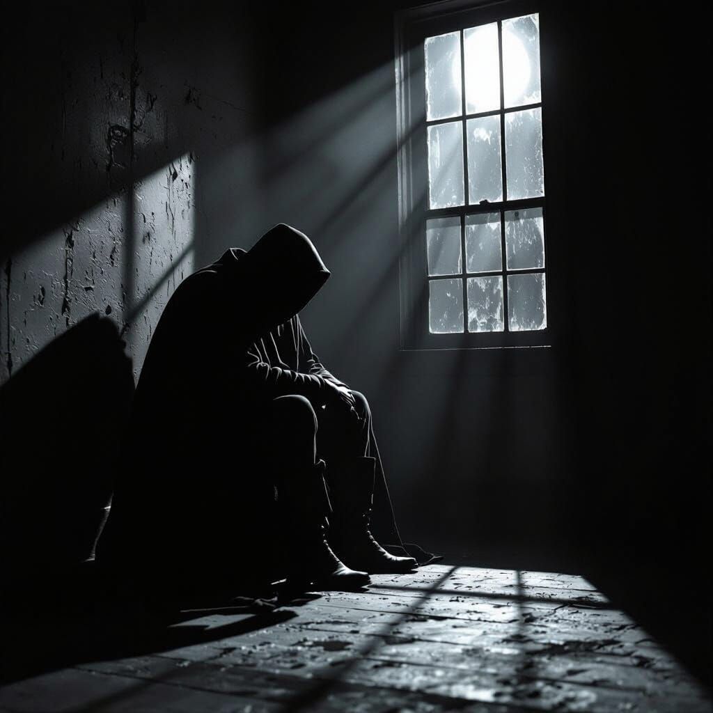 Sinister Figure Awakens in Moonlight Film Noir Scene