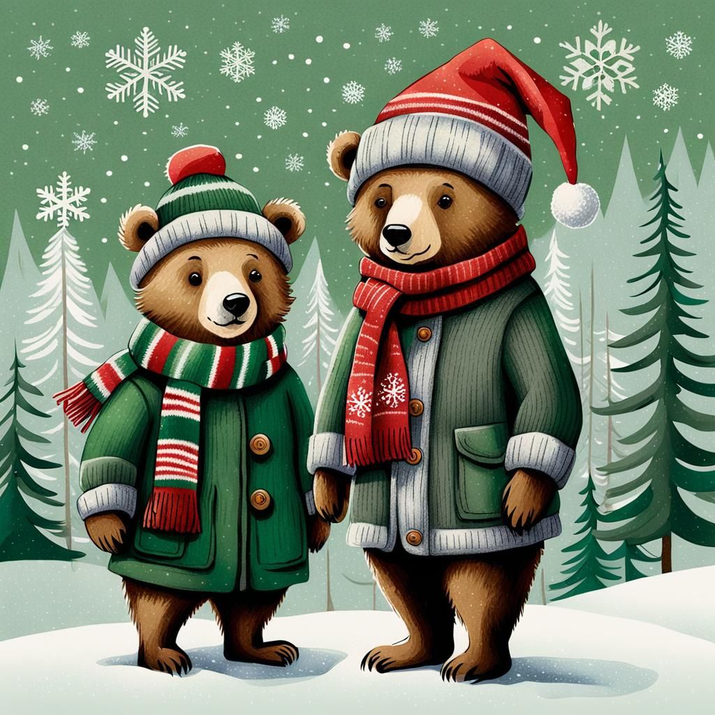 Bears in Winter Clothes: Storybook Illustration