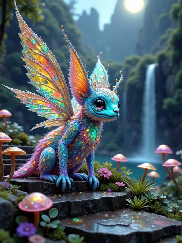 Iridescent Fairy Queen on Ancient Steps