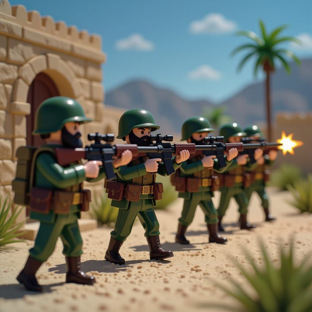 A Playmobil creation of soldiers from the Land of Israel fir...