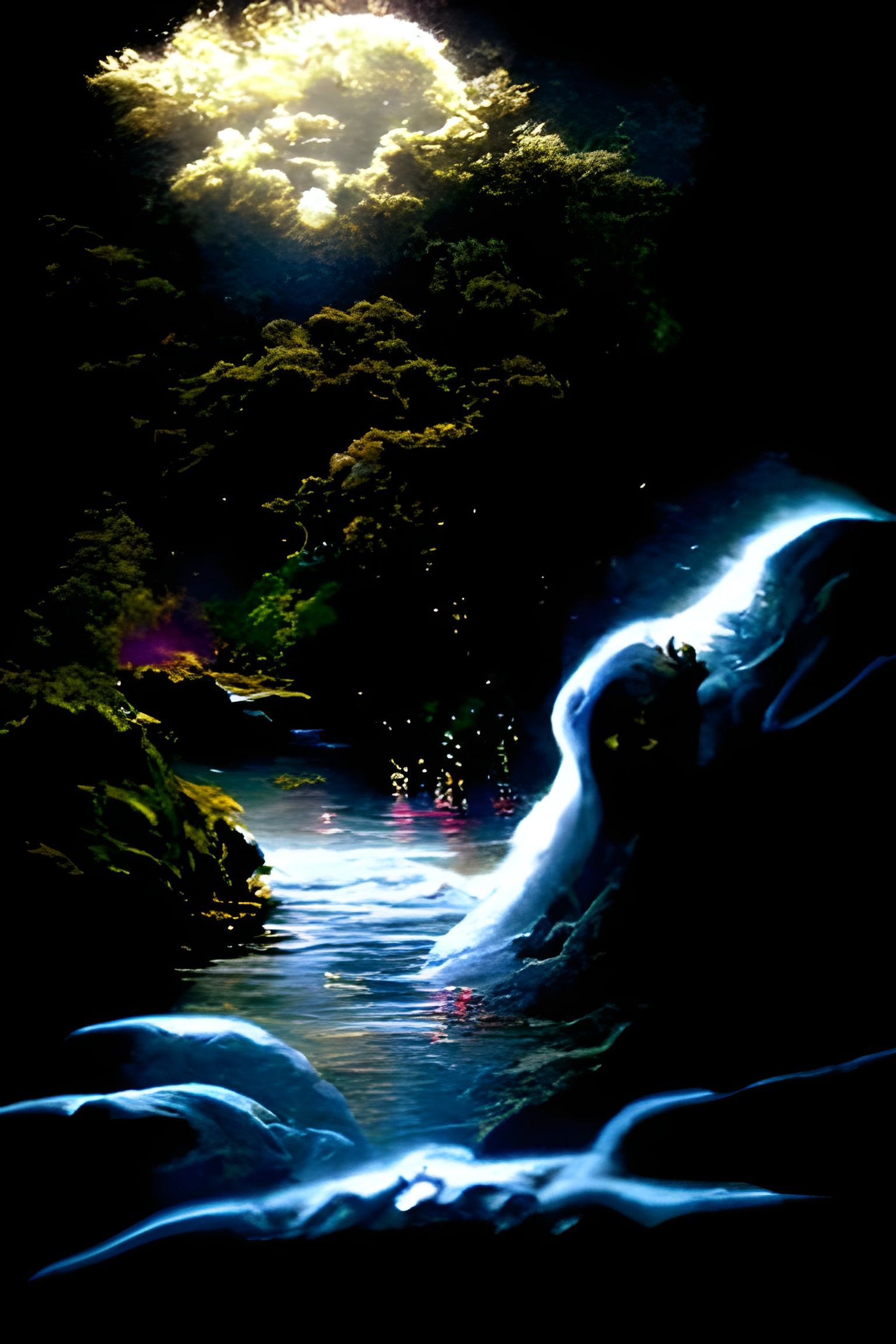 Ethereal Moonlight River in Sinister Fantasy Style