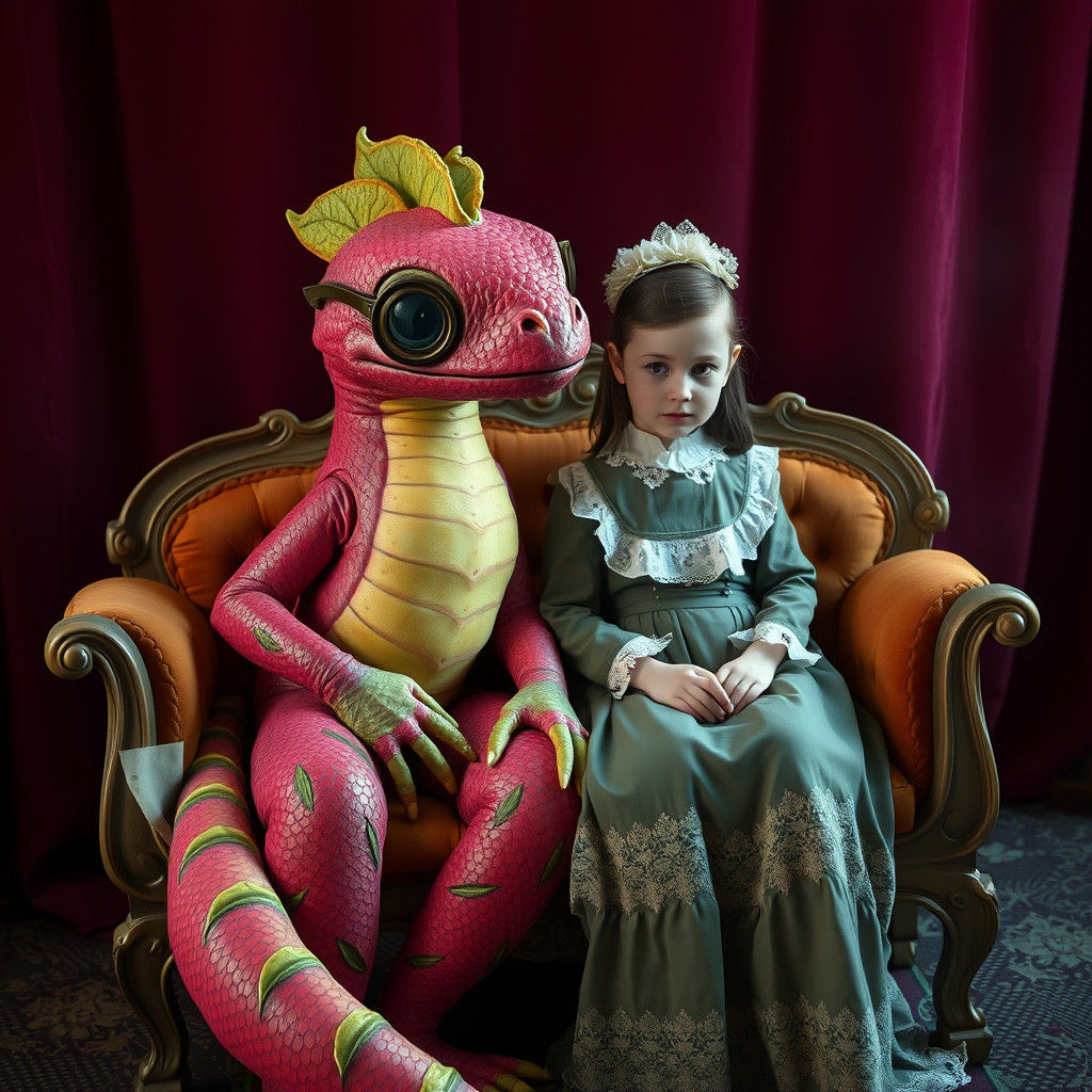 Surreal Dragonfruit Portrait in Victorian Parlour