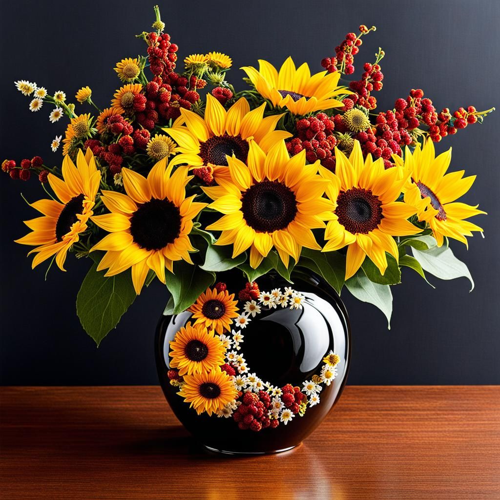 Yin-Yang Vase: Summer Flowers and Autumn Leaves