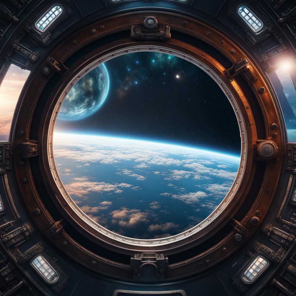 Universe View from Starship Porthole: Digital Matte Painting