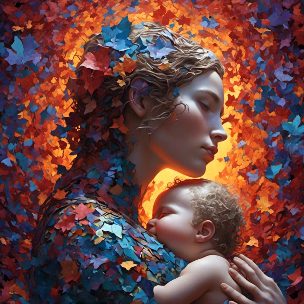 Beautiful Mother and Baby Portrait in Artgerm Style