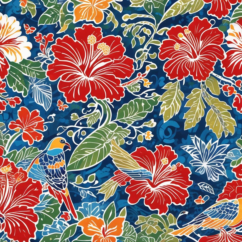 A vibrant Malaysian batik pattern