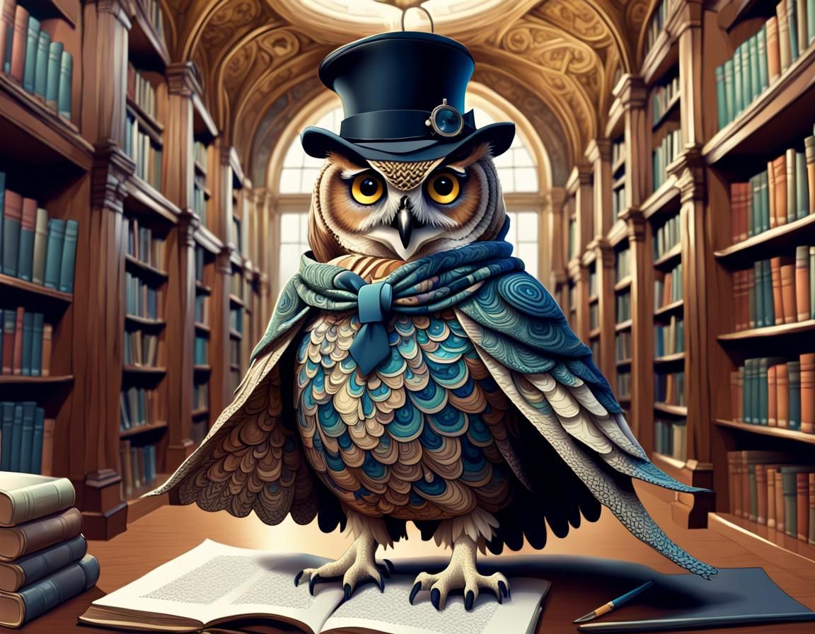 Ecce, noctua in bibliotheca