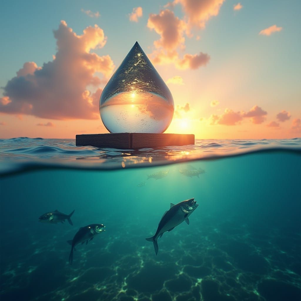 Prism Boat Reflects Sunset: Digital Art