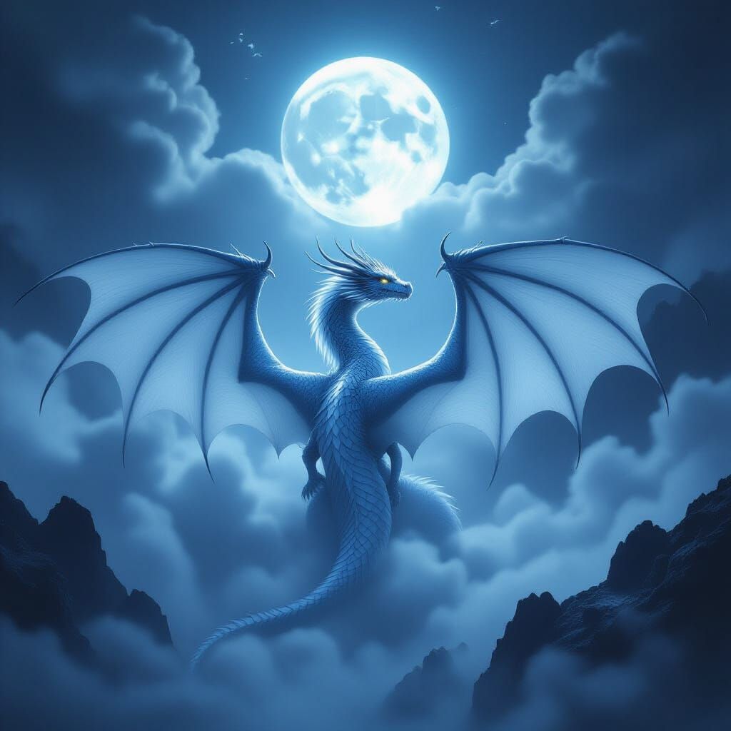 Ethereal Dragon in Moonlight Fog
