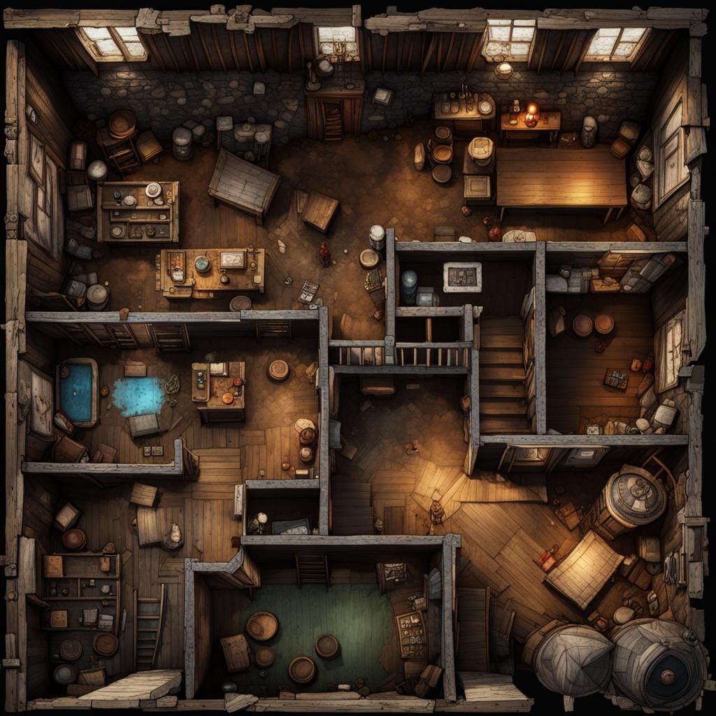 RPG Battle Map: Squalid 19th Century Slum Shack