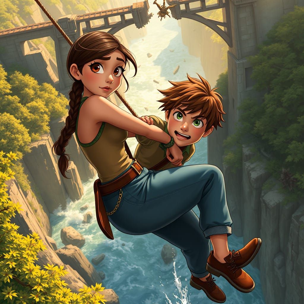 Heroic Rescue in Vibrant Disney Pixar Style