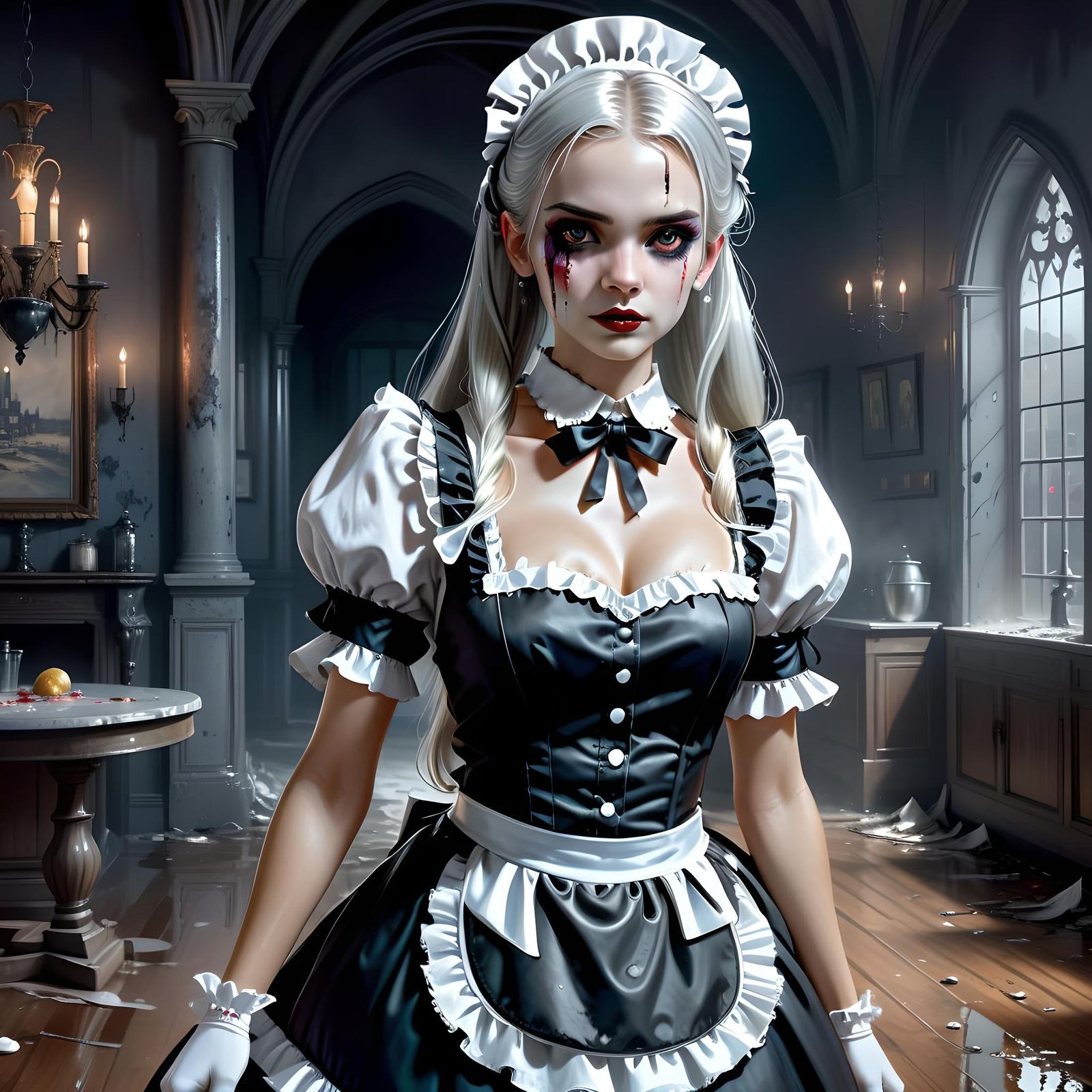 Film Noir French Maid in Gothic Macabre Style