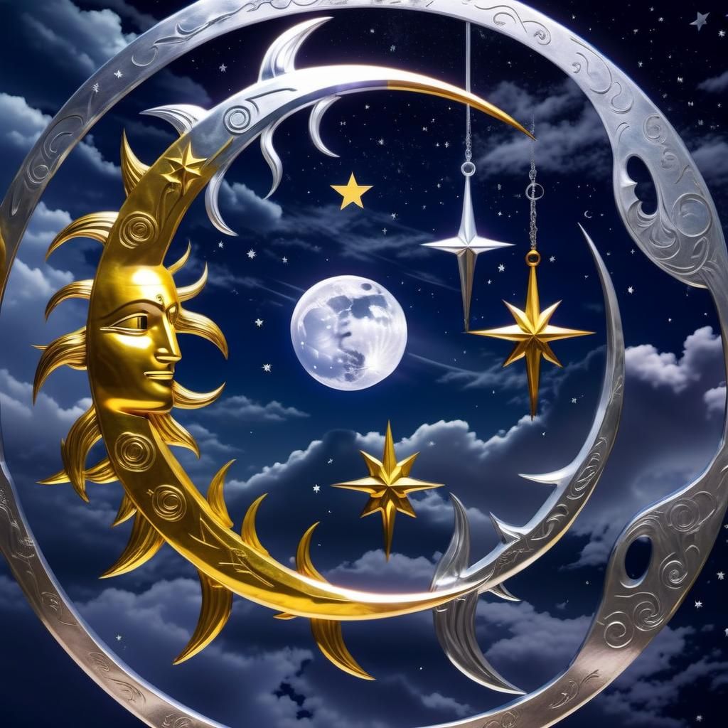 Golden Sun and Silver Moon Conceptual Art