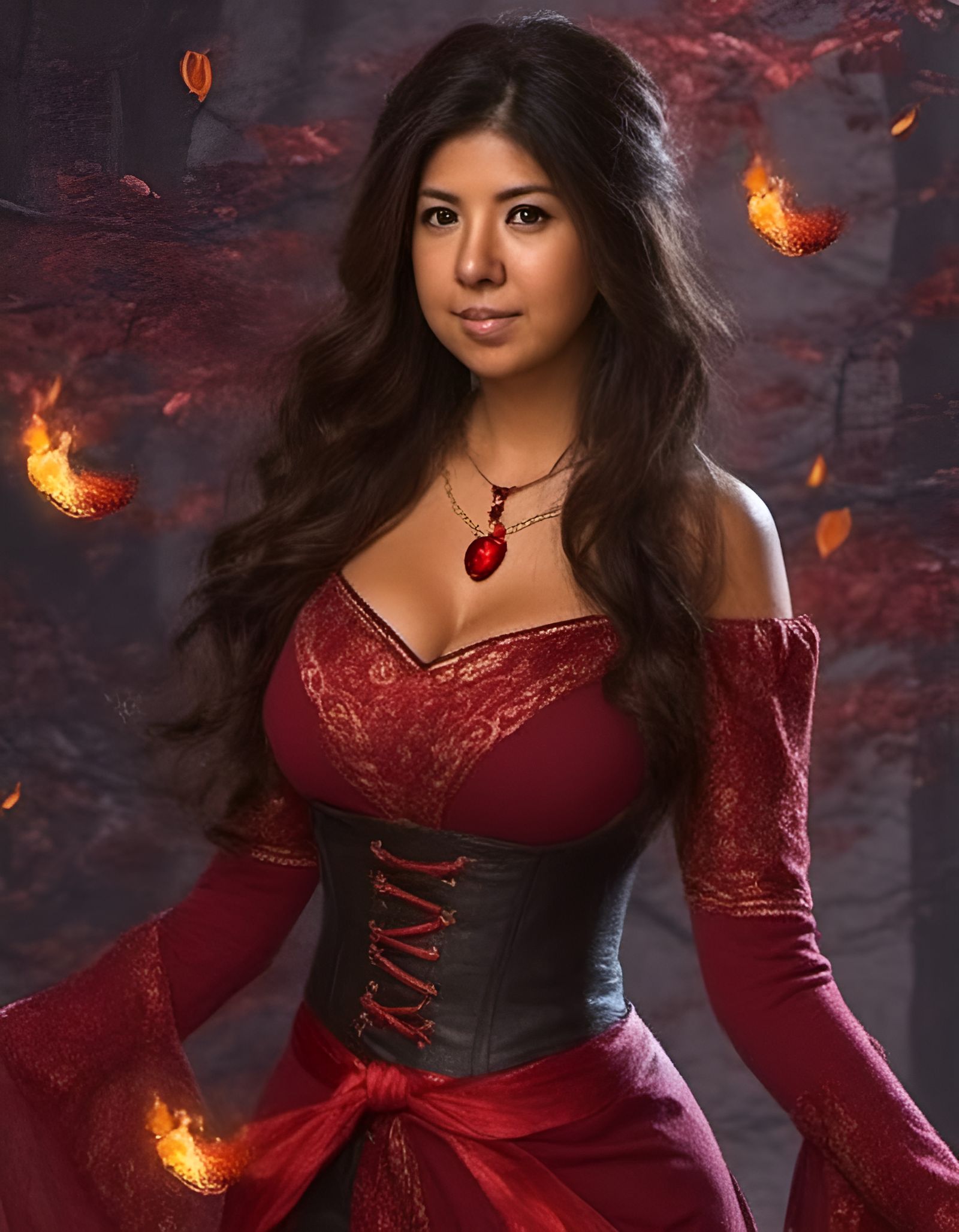 Radiant Fire Witch Sorceress Casting Spell