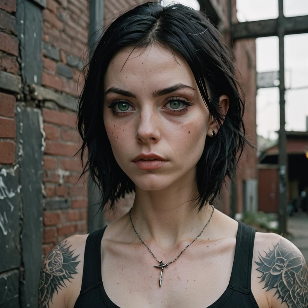 Edgy Woman with Piercings: Cinematic Film Still