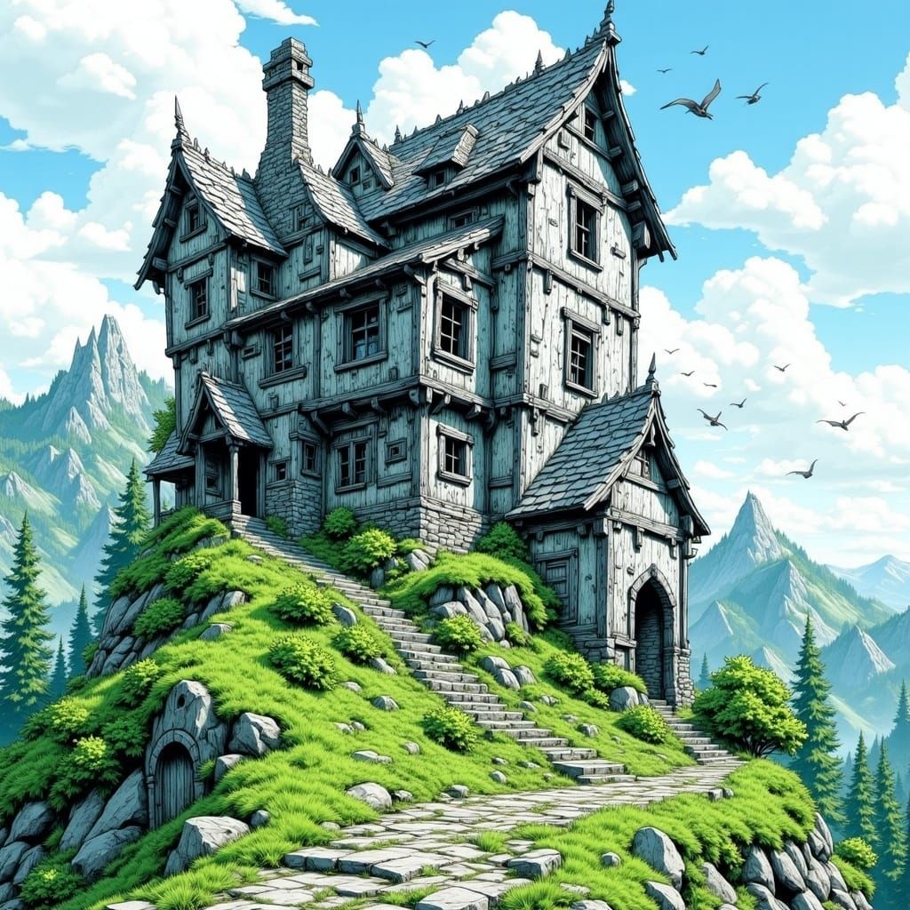 A Wasteland Castle Trudges Across a Deserted Valley
