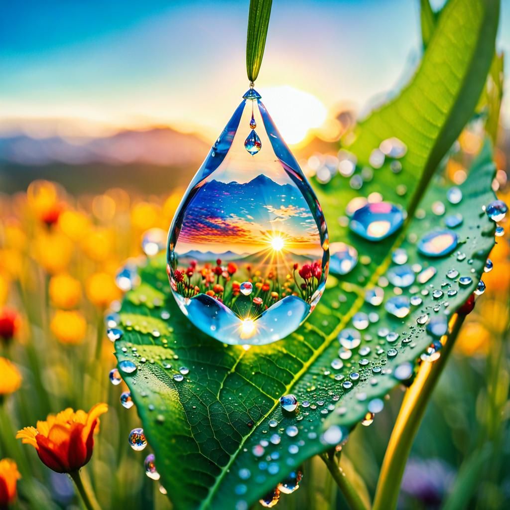Dewdrop in a Flower Field