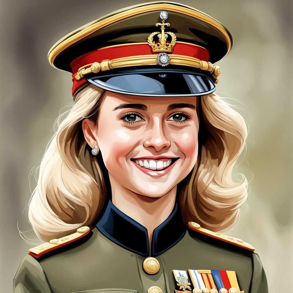 Princess Leonor Cartoon in Military Uniform