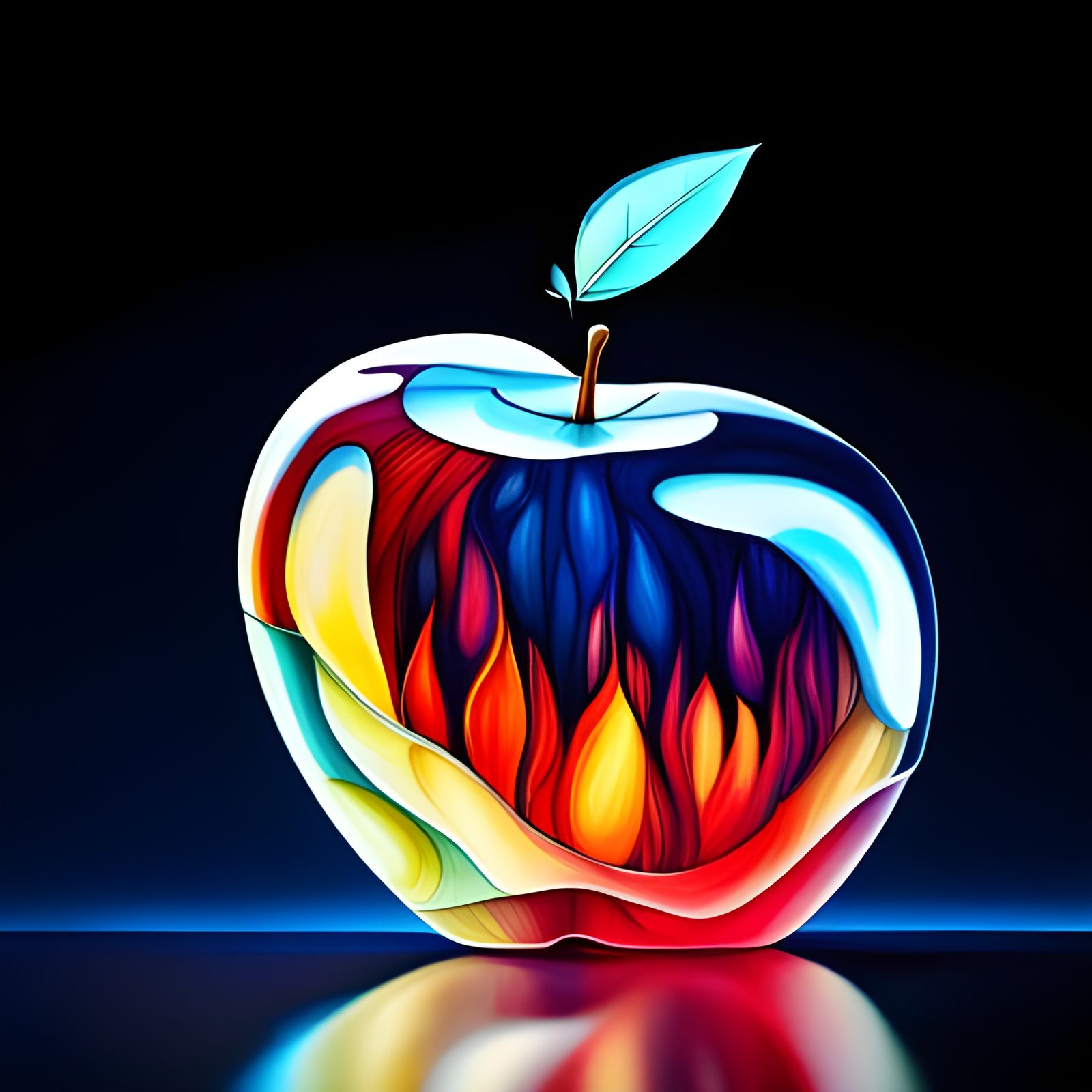 Snow White in Geometric Apple, Abstract Art