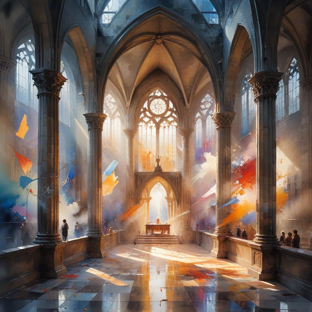 Ethereal Gothic Cathedral in Morning Light