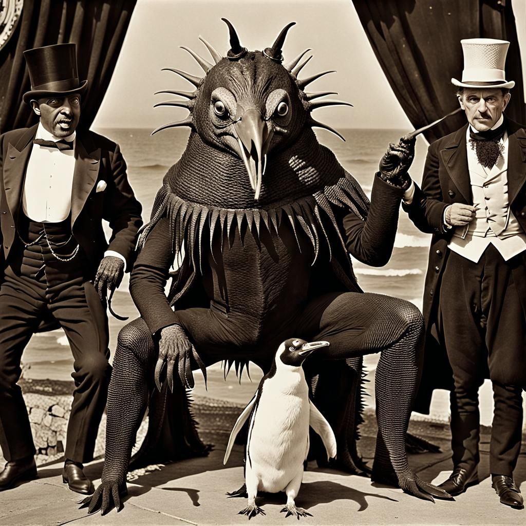 Lovecraftian Monster Seaside Photo in Gustave Doré Style