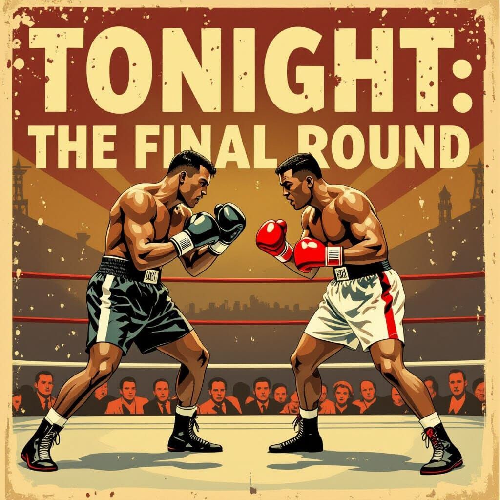 Vintage 1940s Boxing Match Poster Art