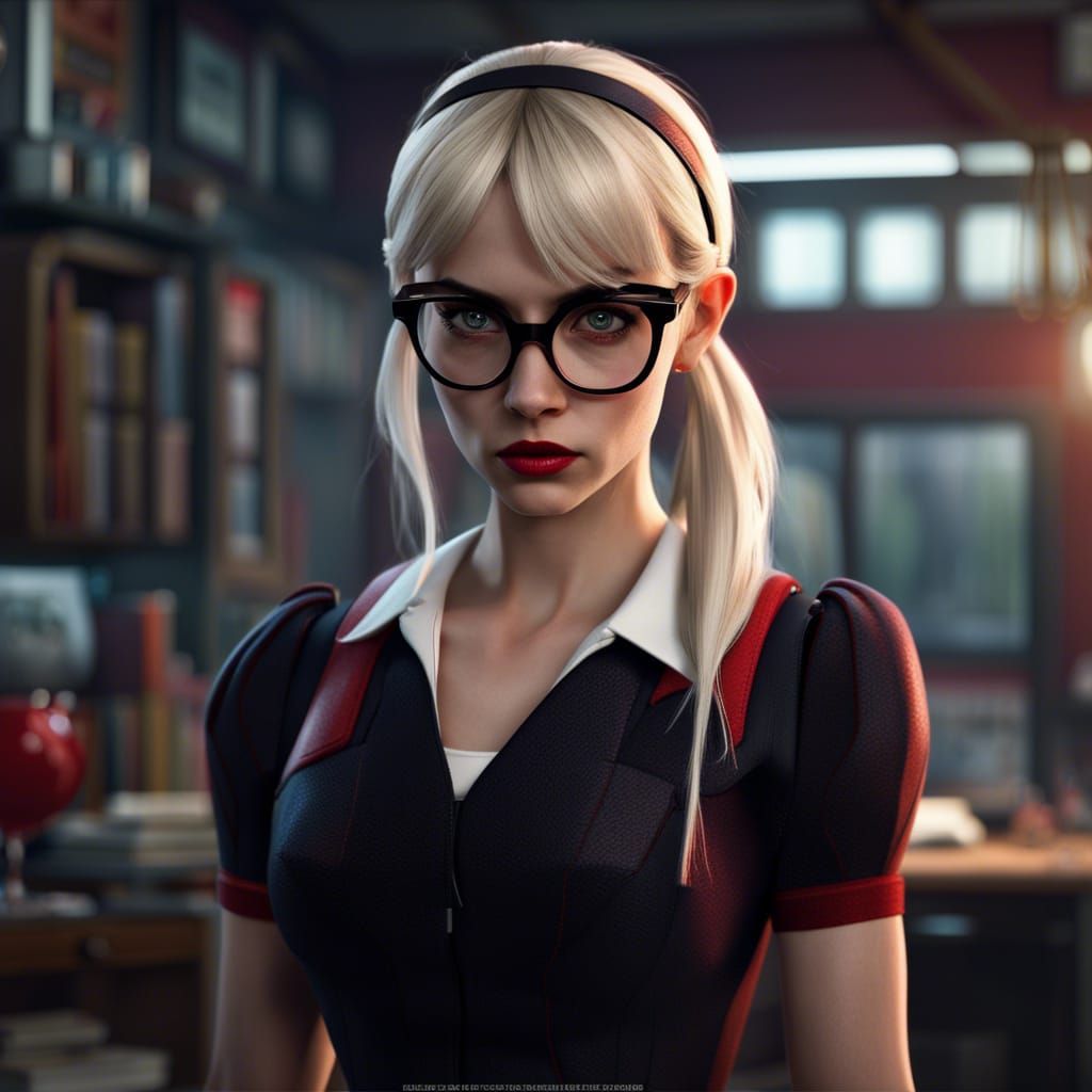 Gwen Stacy in Lab Dress: Detailed Matte Painting