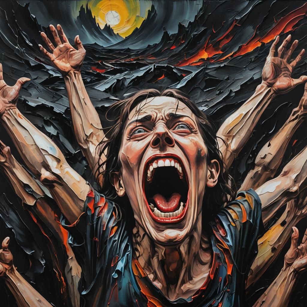 Eerie Surrealist Art: Primal Scream in Impasto