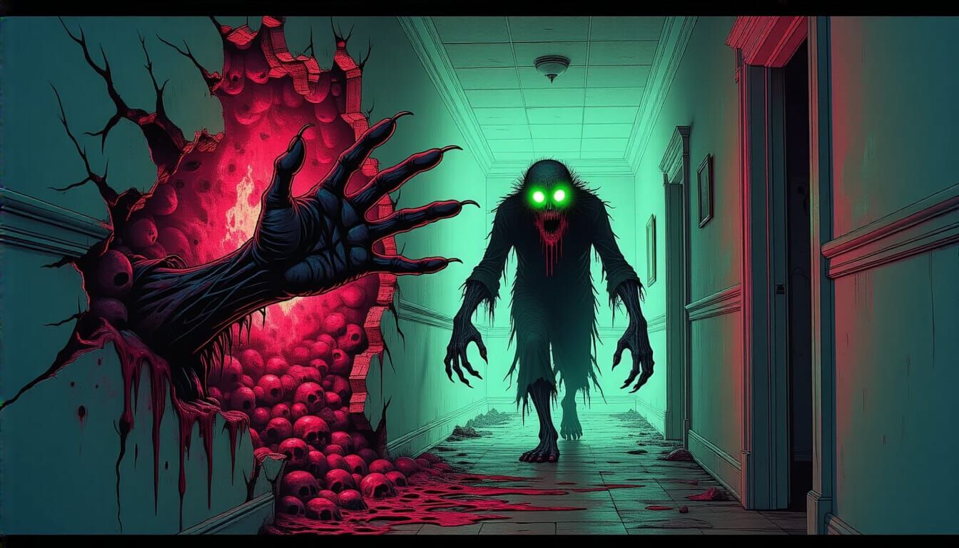 Horrifying Beast Tears Through Flesh in Surrealist Style