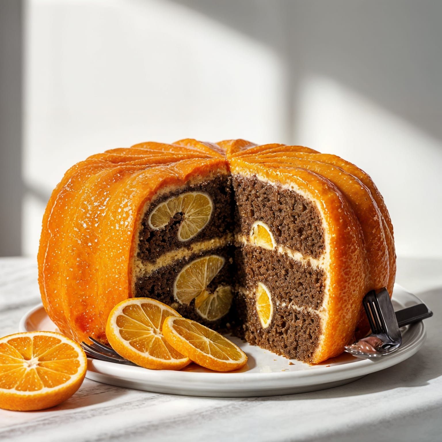 Giant Orange Chocolate Cake: Hyper-Realistic Food Photograph...