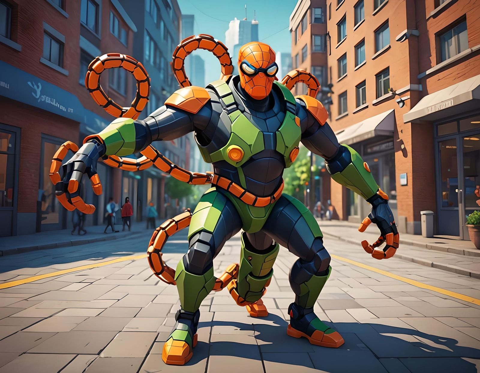 Doctor Octopus in Hype Casual Attire as Low Poly Model