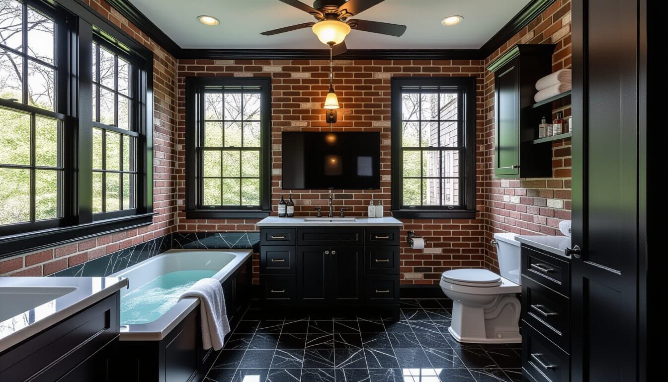 Vibrant Victorian Bathroom with Renaissance Lighting