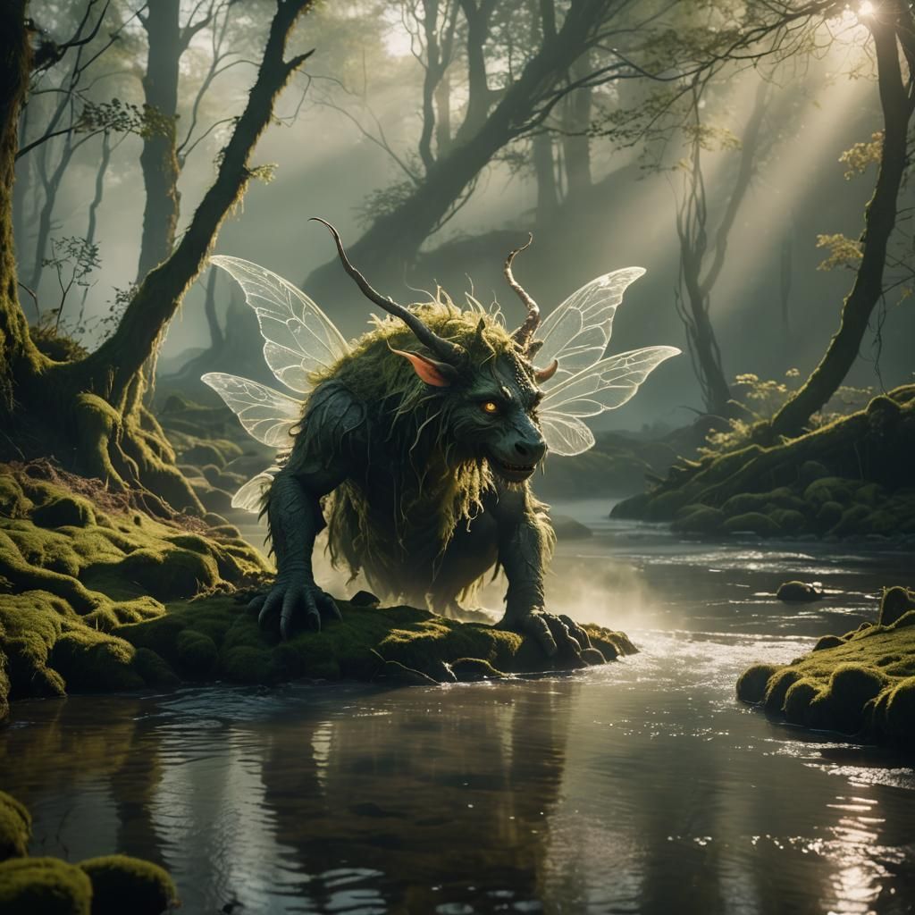 Mystical Fairy Creature in Mossy Forest