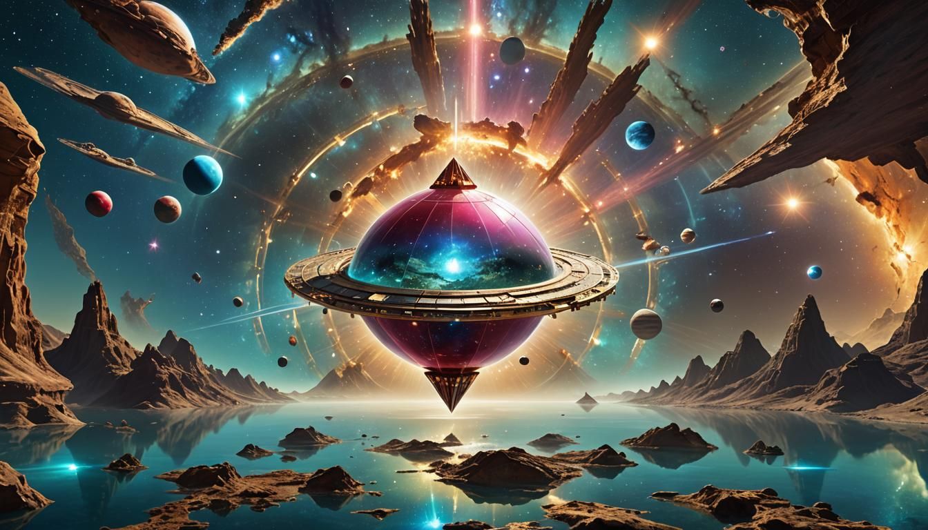 Pleiadean Mothership Over Ocean Planet in Milky Way