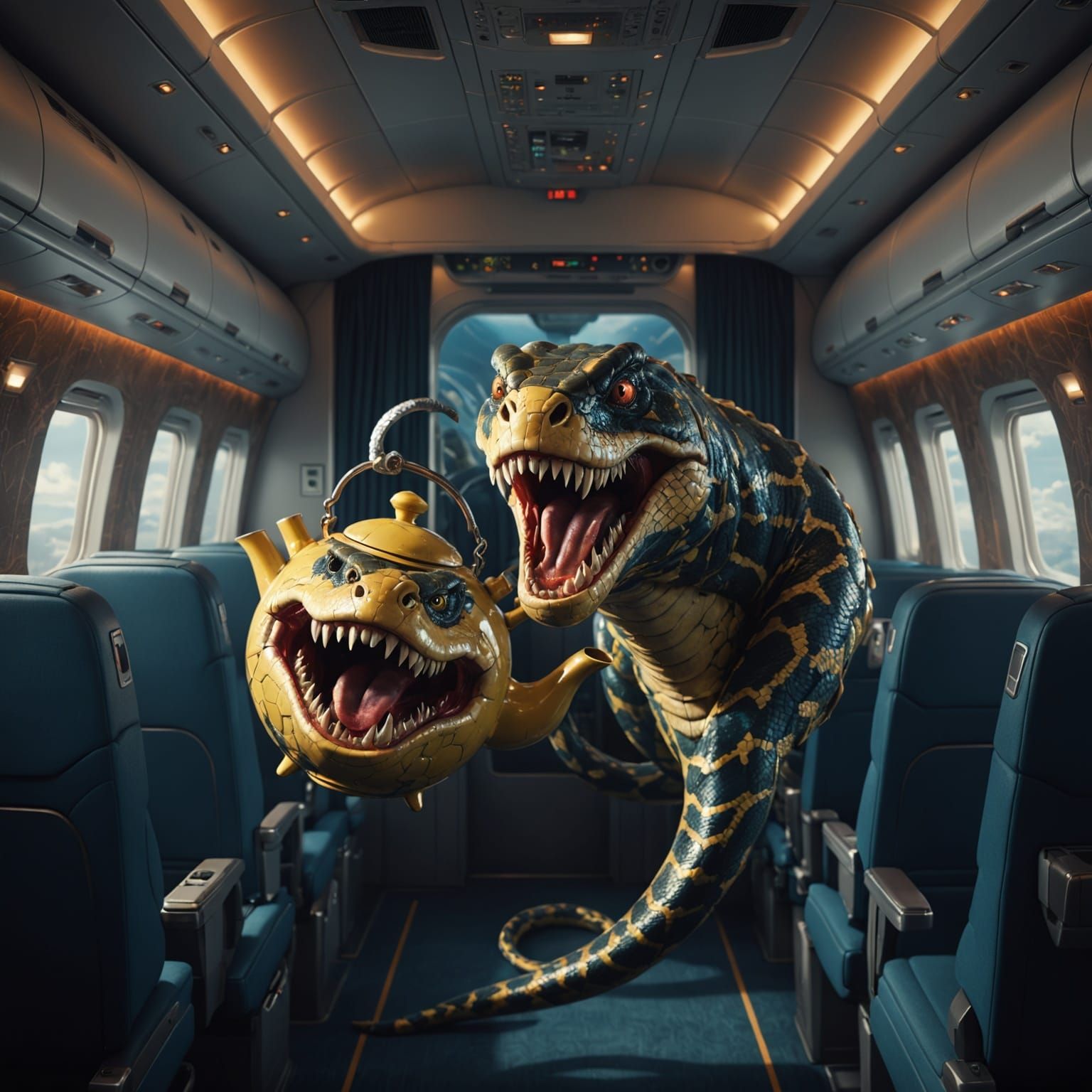 Terrified Teapot's Mid-Flight Nightmare: Detailed Fantasy Ar...