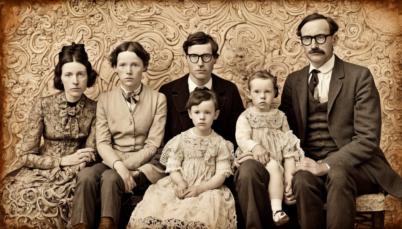 Whimsical Family Portrait in Vintage Collodion Process Style...