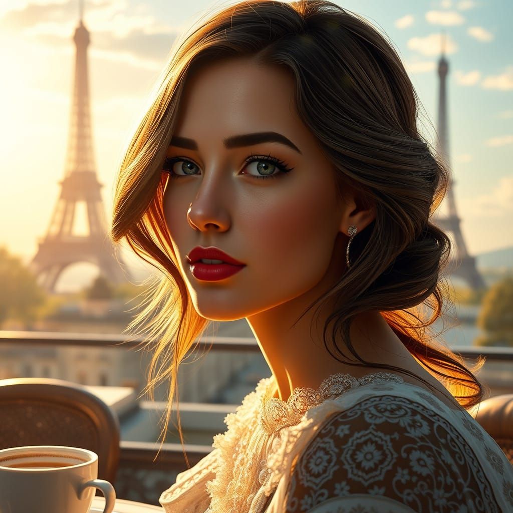 Elegant Parisian Breakfast Scene in Art Nouveau Style