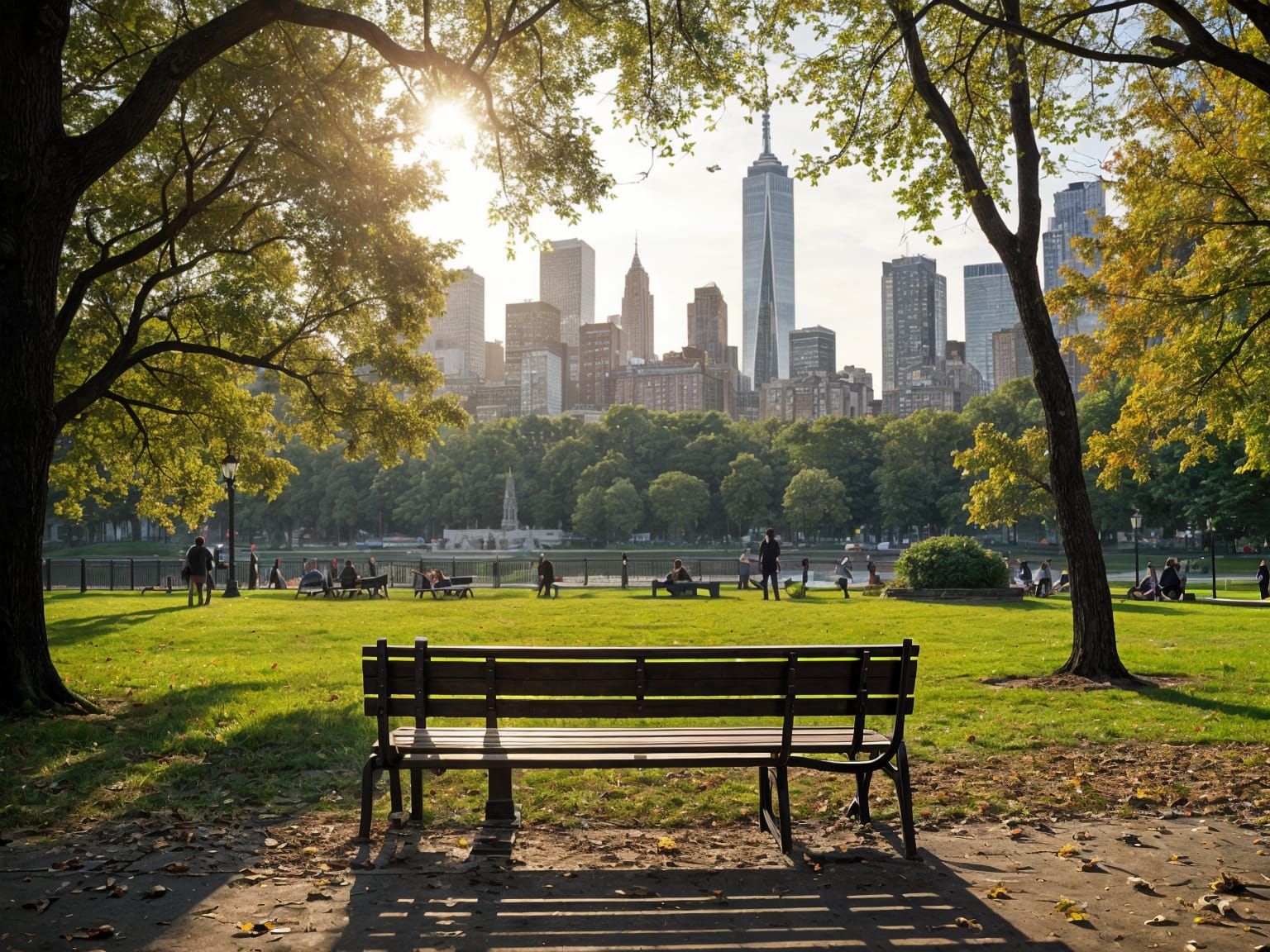 Park Bench with a Spectacular City View