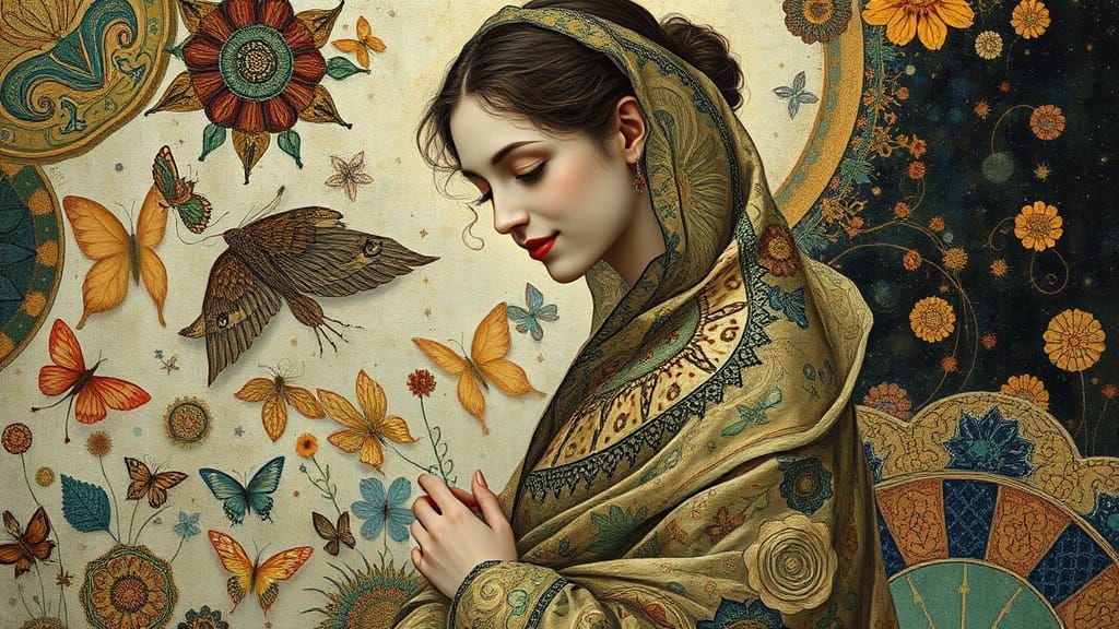 Surreal Figure Embodies Liminal World's Mystical Patterns