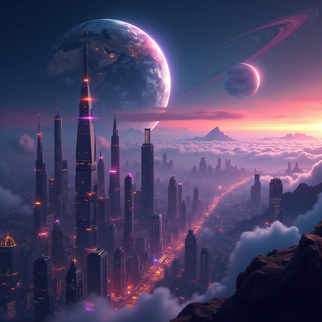 Neon Future: Earth Transformed in a Sci-Fi Vision