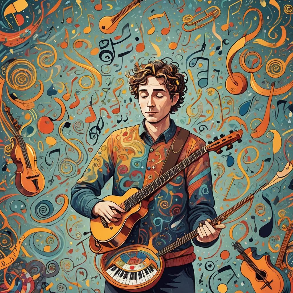 Musical Mayhem: A Whimsical, Vibrant Illustration