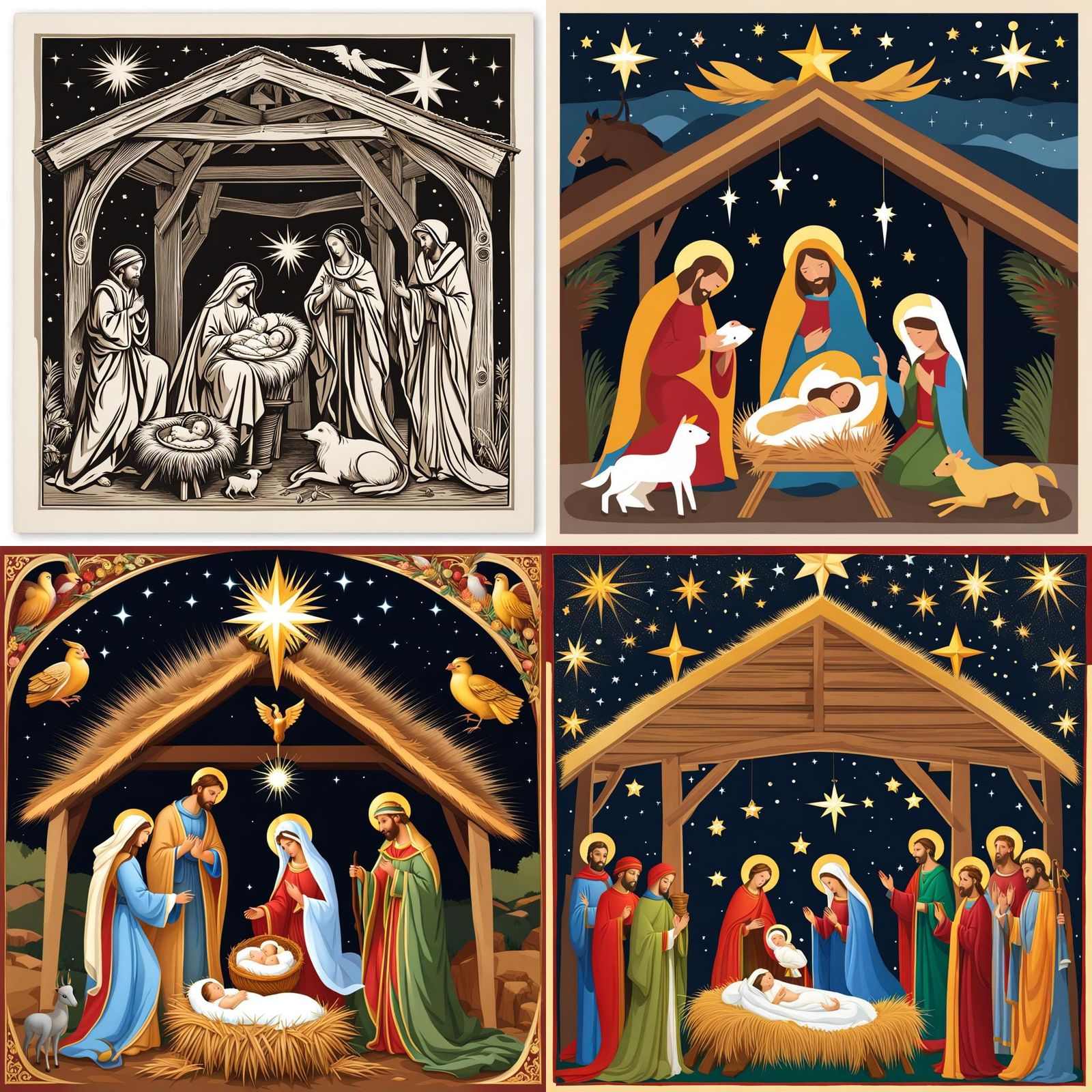 Classic Nativity Scene with Manger