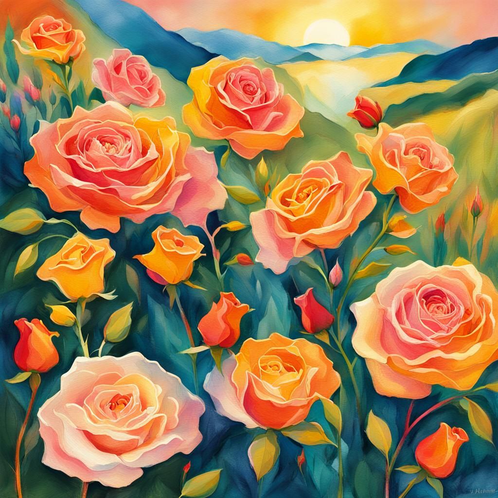 Wildflower Blooms Among Roses: Fantasy Concept Art
