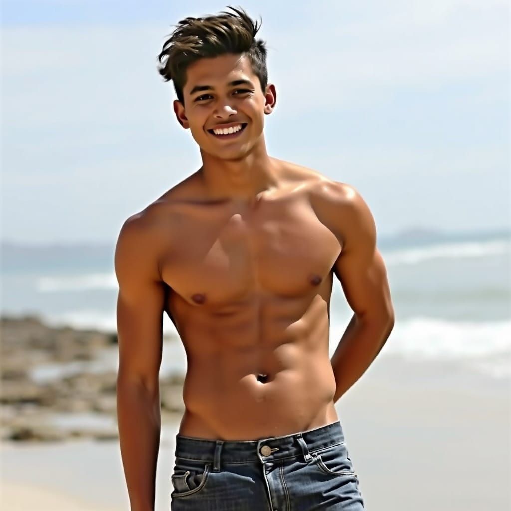 Handsome Young Man Basking in Tropical Sun