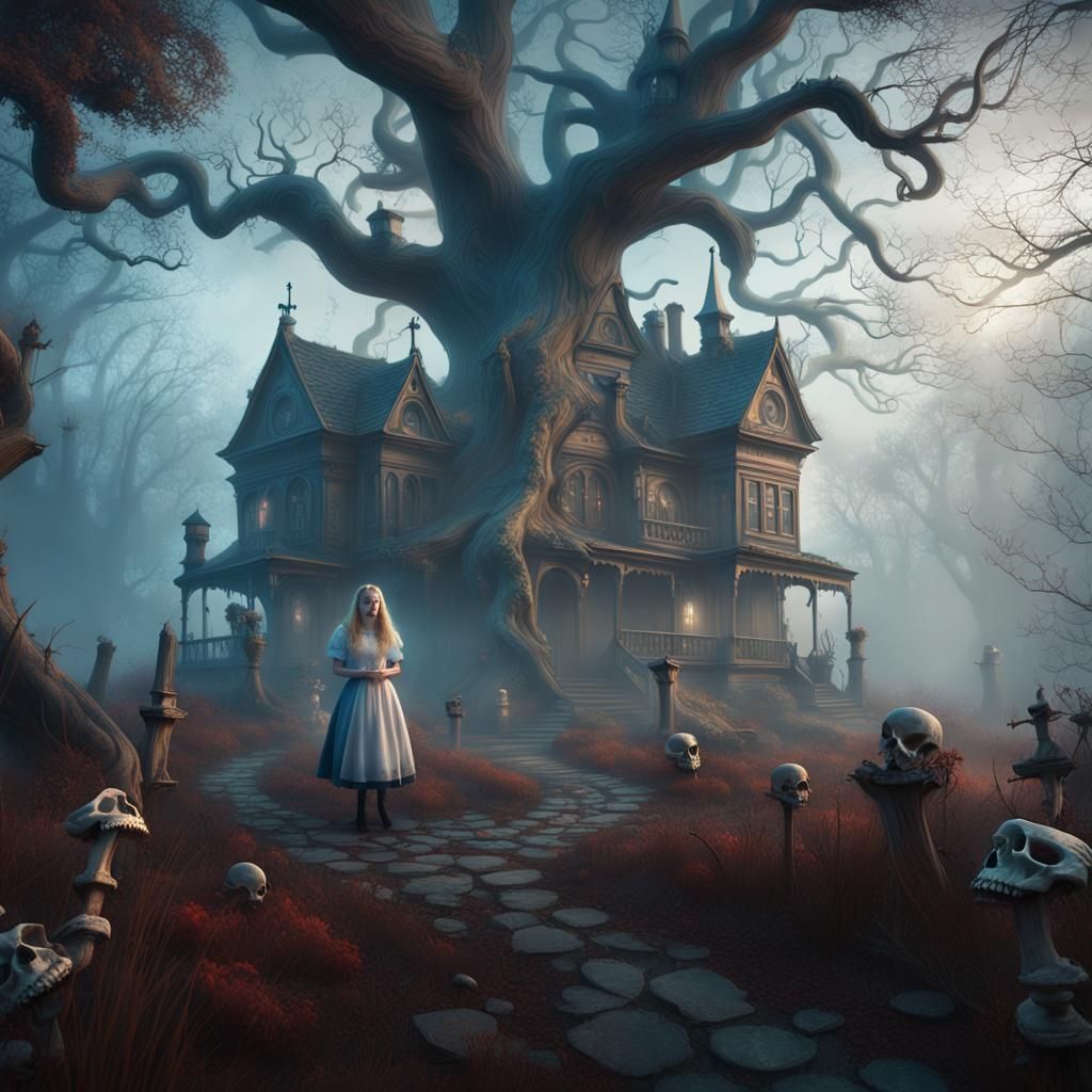 Spooky Alice in Wonderland Digital Painting
