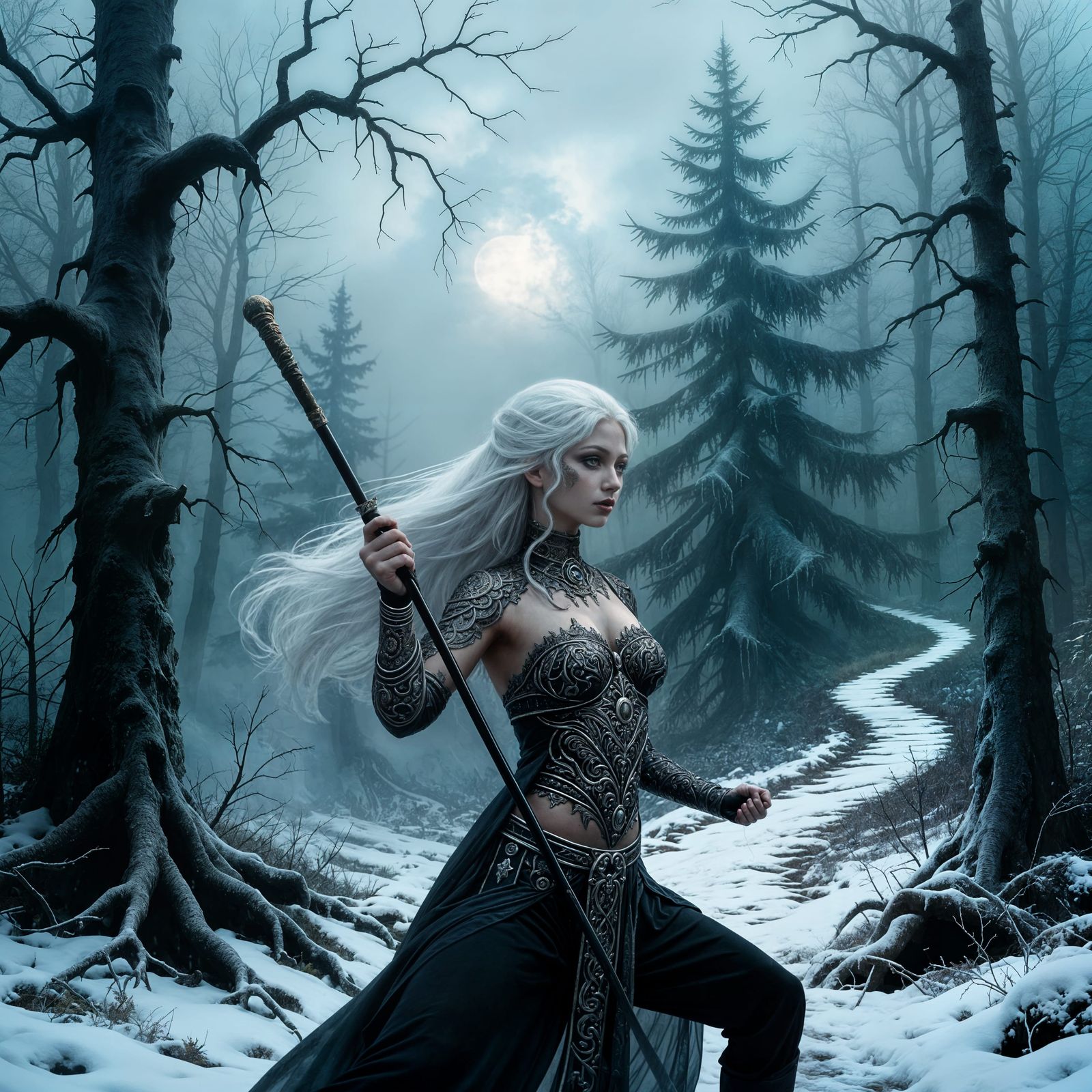 Forest Fighter in Winter Mist