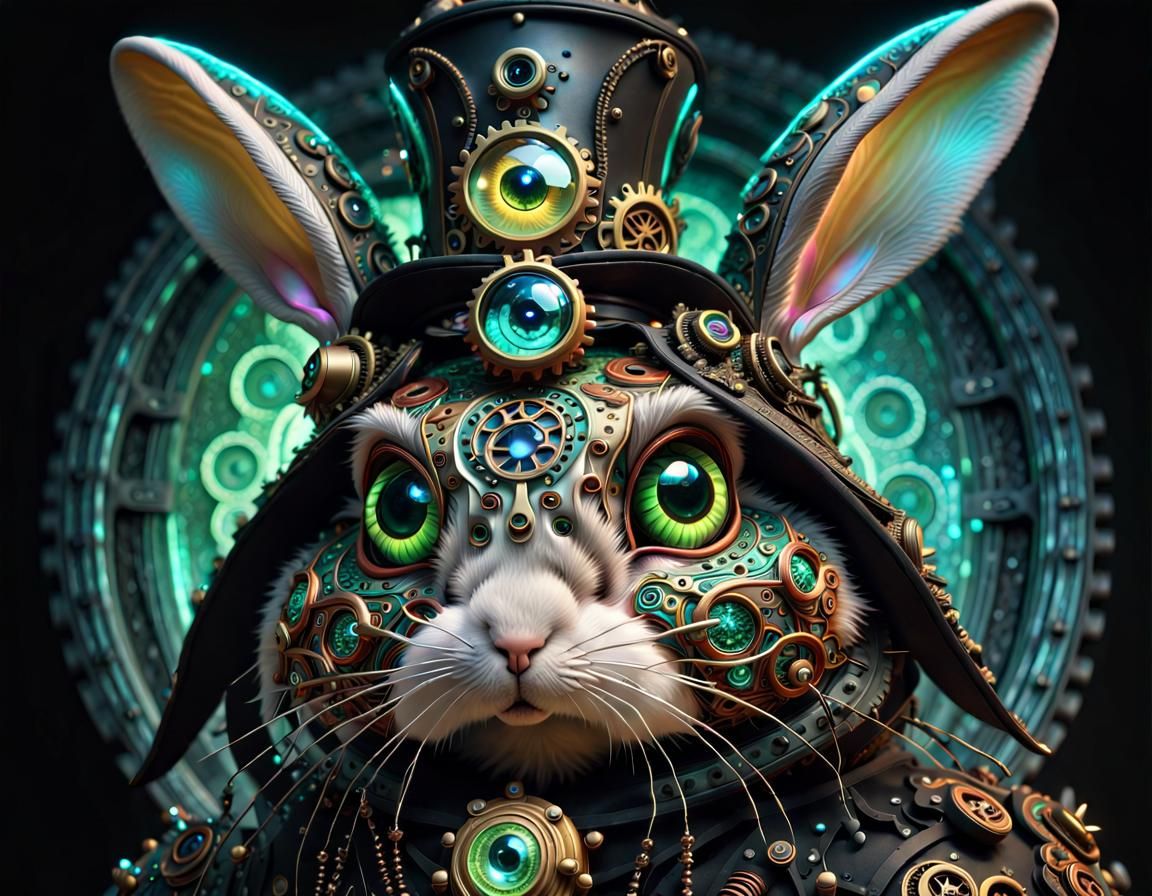 steampunk big eyed bunny-monster