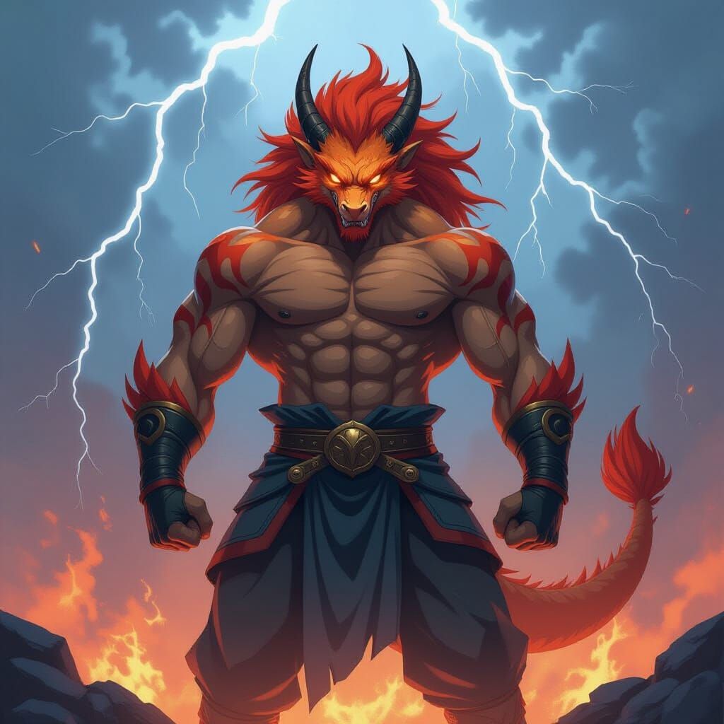 Dragon-Man in Raging Storm: Studio Trigger Anime Style