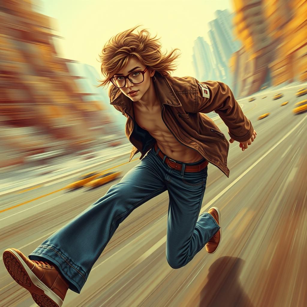 1970s Teenager Runs at Super Speed, Retro Sci-Fi
